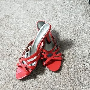 Cato orange open toe kitten heels size 8